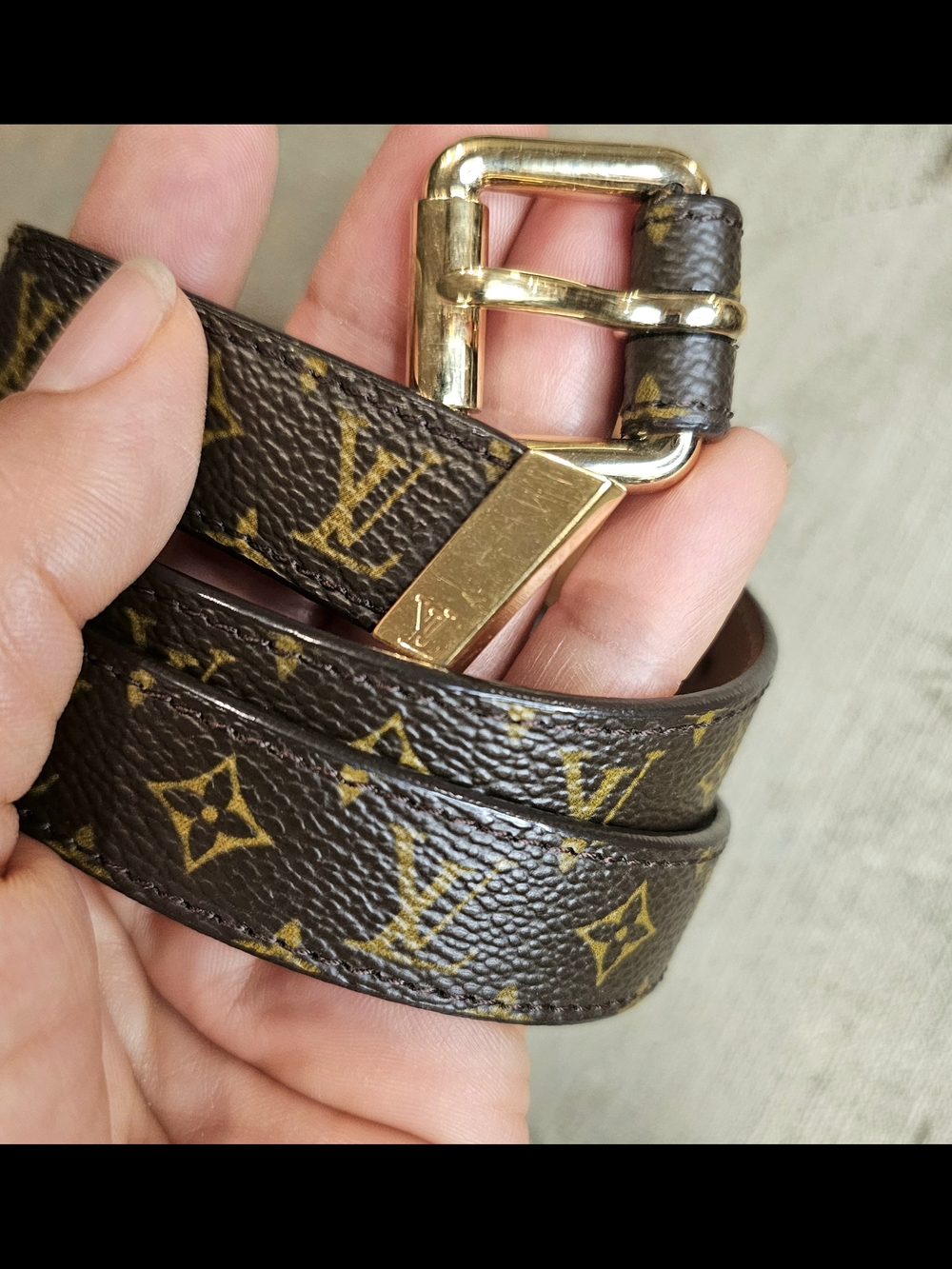 Louis Vuitton Brown Monogram Leather Belt with Gold Buckle 70/28